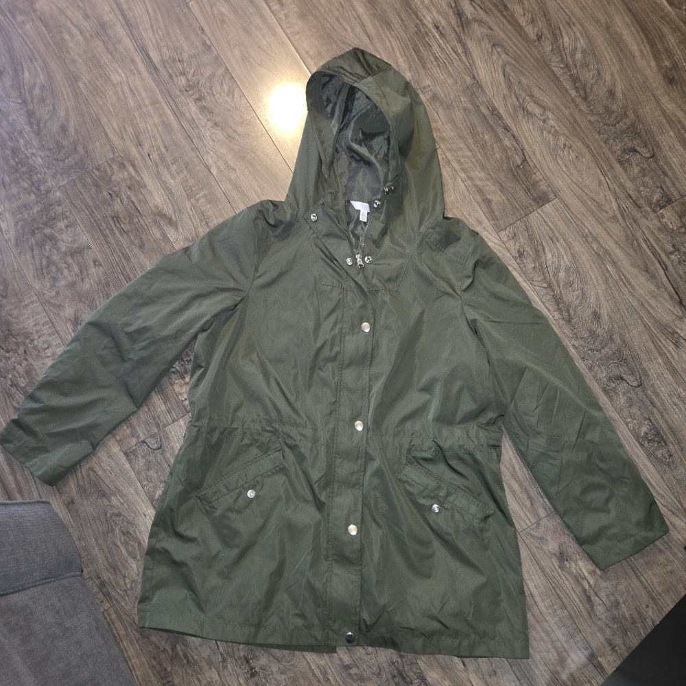 Time and Tru Olive Utility Hooded Jacket